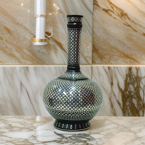 Bidri Silver Inlay Legacy Flower Vase (7inch) | Bidri Work | Bidri Art