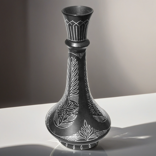 Bidri Silver Inlay Flower Vase Tar Work Shahnai | Bidri Work | Bidri Art