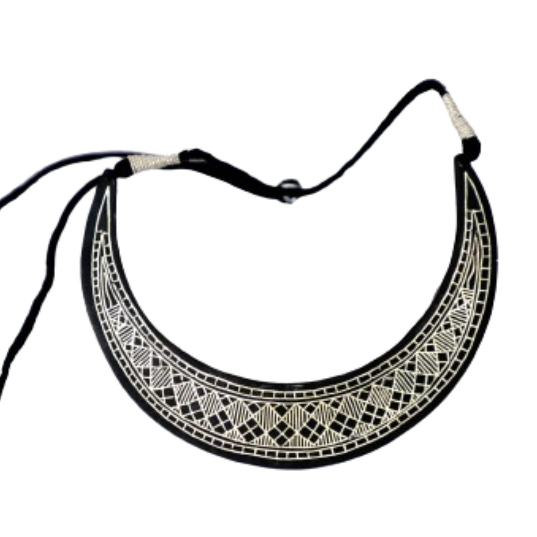 Bidri Silver Inlay Broad Tar Necklace | Bidri Work | Bidri Art