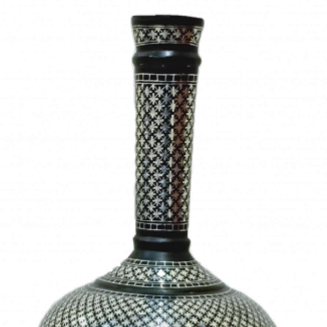 Bidri Silver Inlay Legacy Flower Vase (7inch) | Bidri Work | Bidri Art