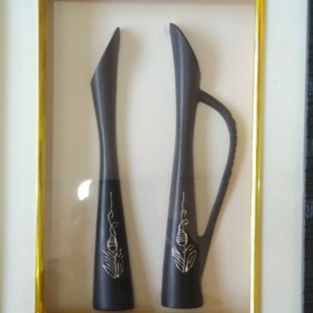 Bidri Silver Inlay Creative Flower Vase Pair Frame | Bidri Work | Bidri Art