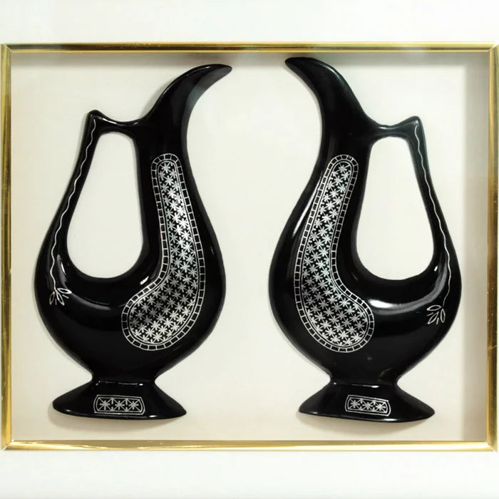 Bidriware Silver Inlay Dual Jug Frame | Bidri Work | Bidri Art