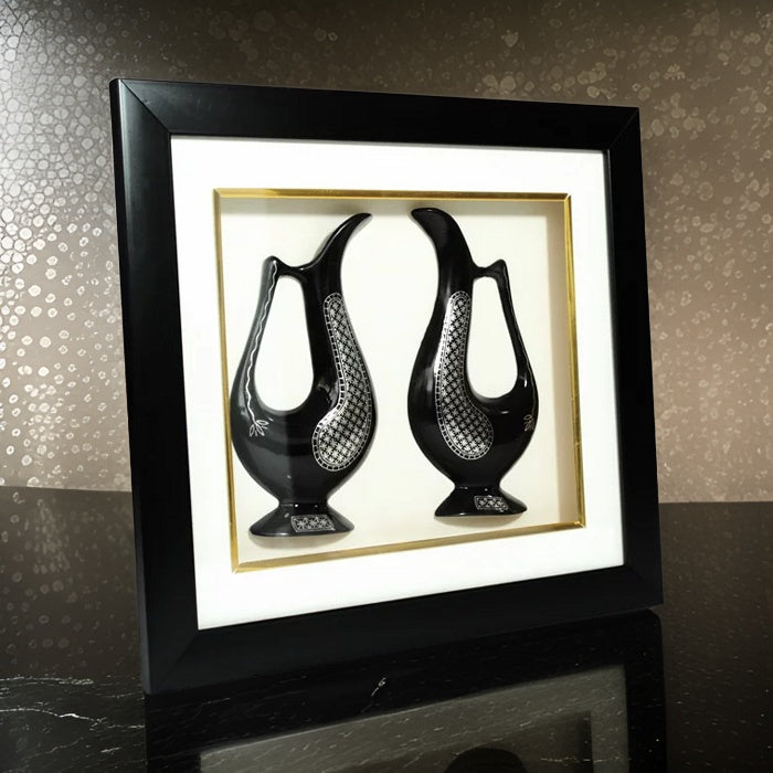 Bidriware Silver Inlay Dual Jug Frame | Bidri Work | Bidri Art