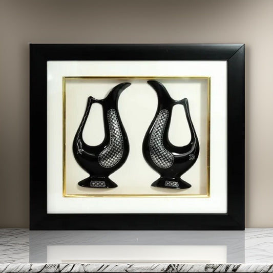 Bidriware Silver Inlay Dual Jug Frame | Bidri Work | Bidri Art