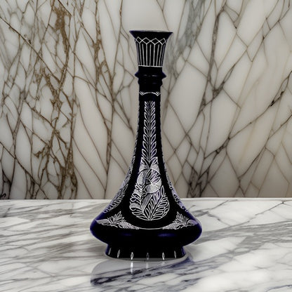 Bidri Silver Inlay Shahnai Flower Vase (9inch) | Bidri Work | Bidri Art