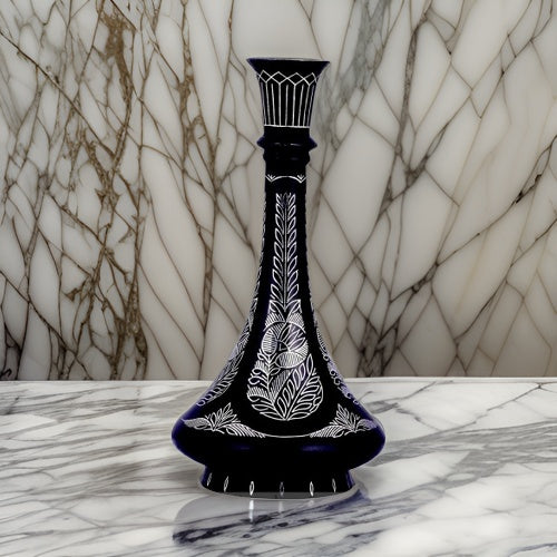 Bidri Silver Inlay Shahnai Flower Vase (9inch) | Bidri Work | Bidri Art