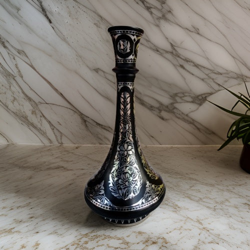Bidri Silver Inlay Shahnai Flower Vase (6inch) 2 | Bidri Work | Bidri Art