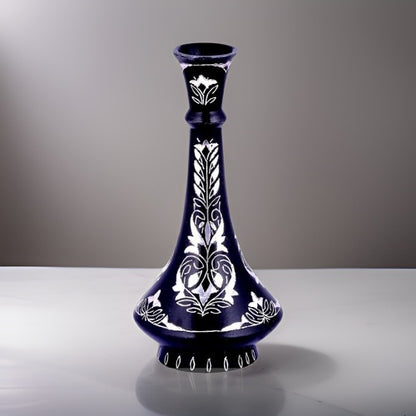Bidri Silver Inlay Shahnai Vase (6)inch | Bidri Work | Bidri Art