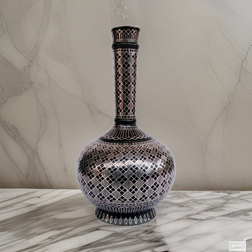 Bidri Silver Inlay Legacy Flower Vase Big (9inch) | Bidri Work | Bidri Art