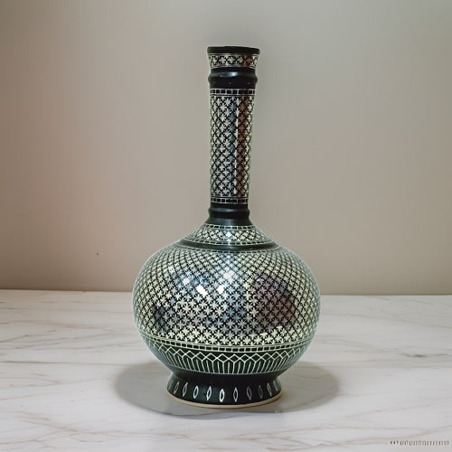 Bidri Silver Inlay Legacy Flower Vase (7inch) | Bidri Work | Bidri Art
