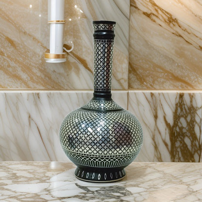 Bidri Silver Inlay Legacy Flower Vase (7inch) | Bidri Work | Bidri Art