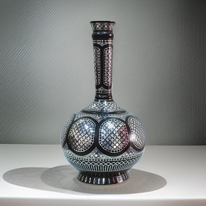 Bidri Silver Inlay Legacy Vase 03 (9inch)