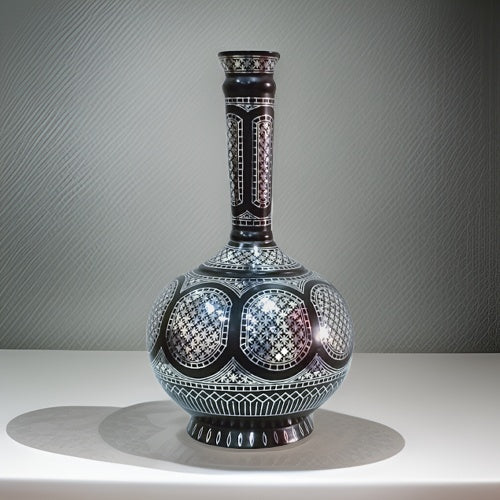 Bidri Silver Inlay Legacy Vase 03 (9inch)