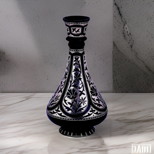 Bidri Silver Inlay Shahnai Flower Vase 2 (8inch) | Bidri Work | Bidri Art