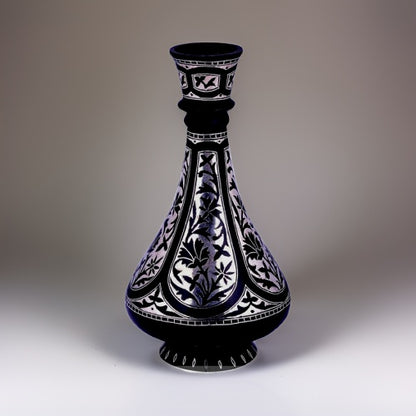 Bidri Silver Inlay Shahnai Flower Vase 2 (8inch) | Bidri Work | Bidri Art