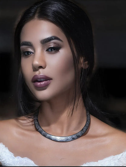 Bidri Silver Inlay Royal Pattern Necklace | Bidri Work | Bidri Art