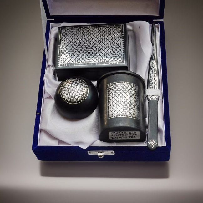Bidri Silver Inlay Office Set With Box | Bidri Work | Bidri Art