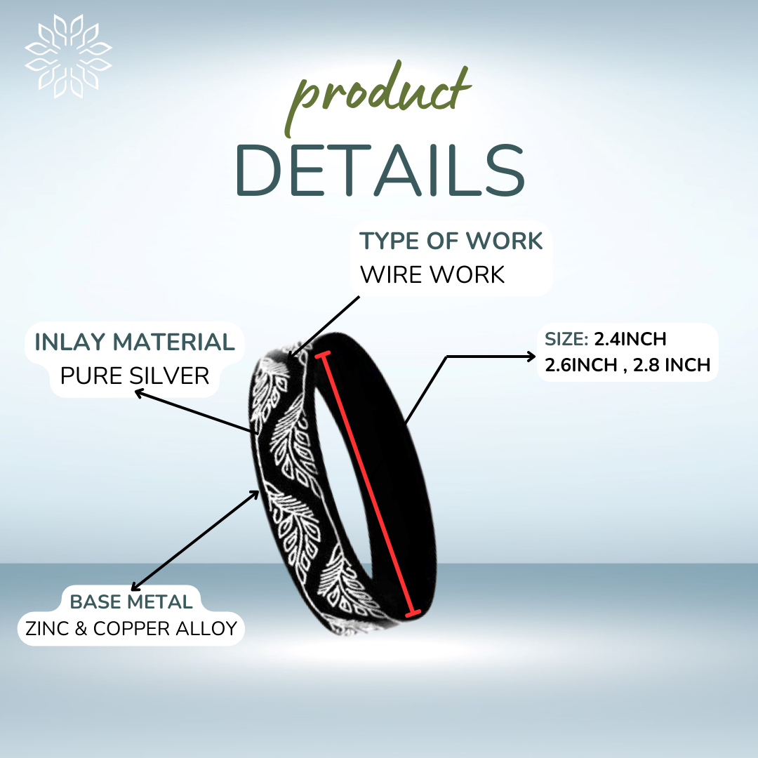 Bidri Silver Inlay Bangle Single | Bidri Work | Bidri Art