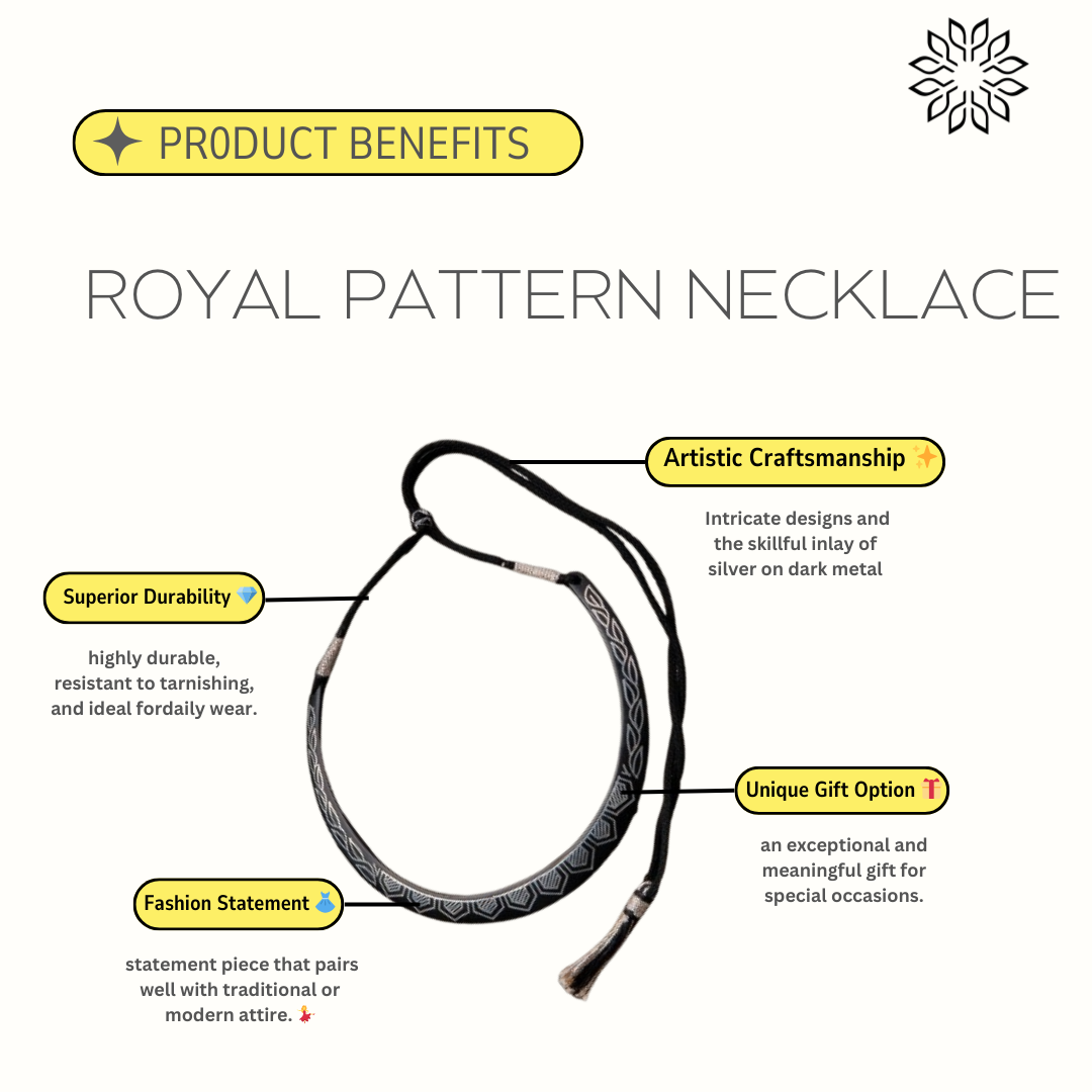 Bidri Silver Inlay Royal Pattern Necklace | Bidri Work | Bidri Art