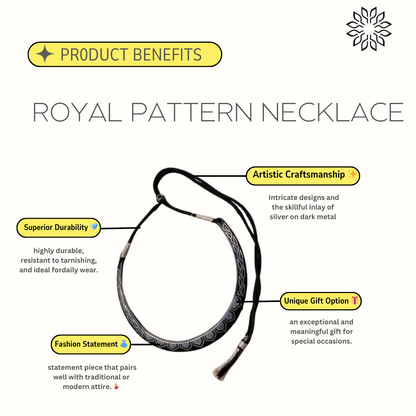 Bidri Silver Inlay Royal Pattern Necklace | Bidri Work | Bidri Art