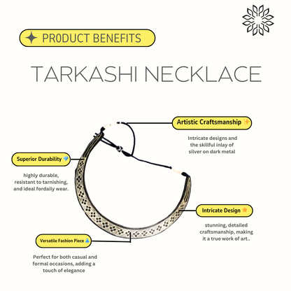 Bidri Silver Inlay Tarkashi Necklace | Bidri Work | Bidri Art