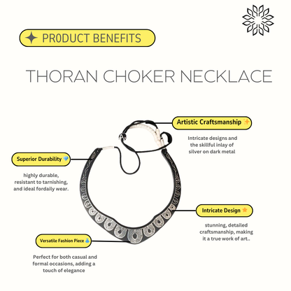 Bidri Silver Inlay Thoran Choker Necklace | Bidri Work | Bidri Art