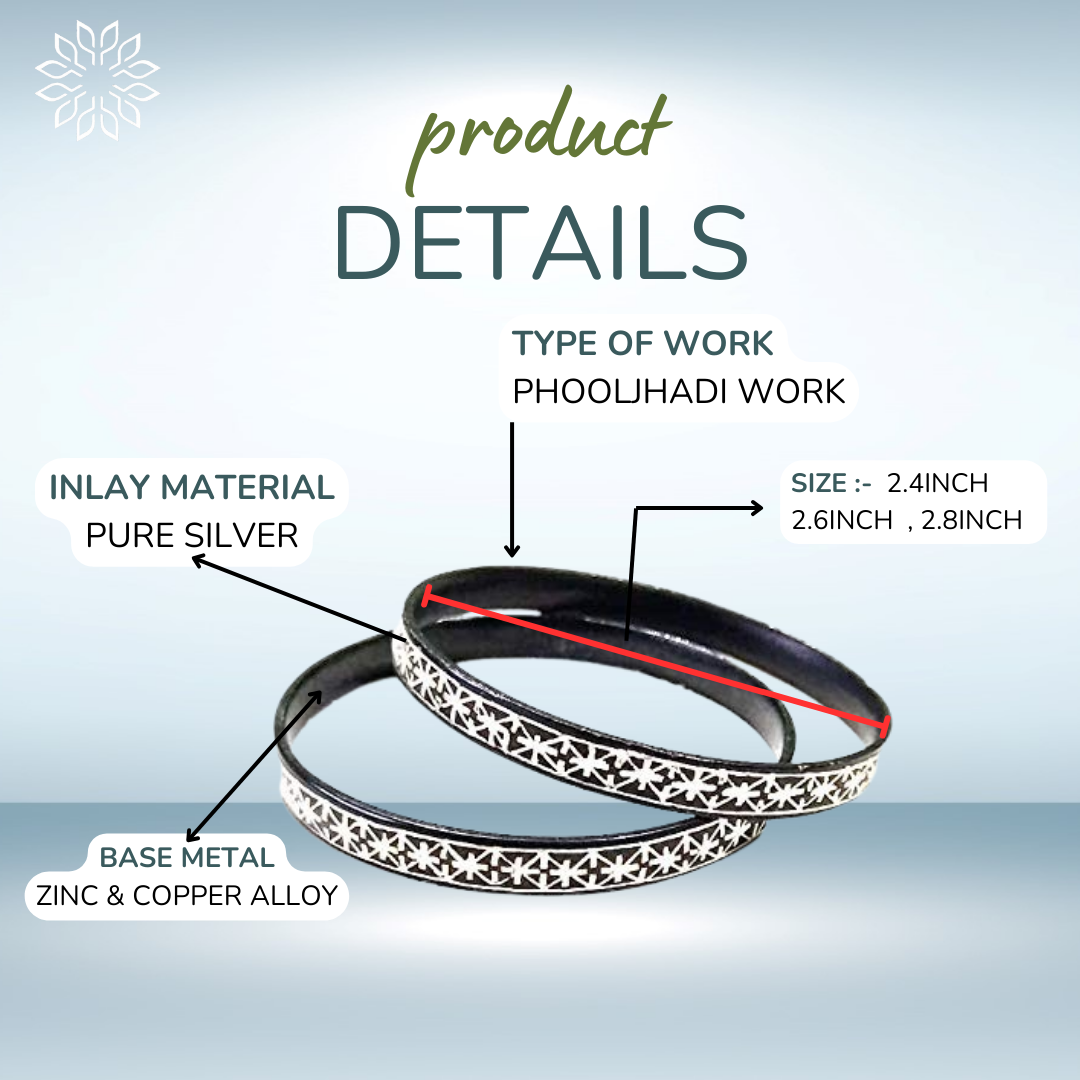 Bidri Silver Inlay Star Work Bangle pair | Bidri Work | Bidri Art