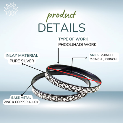Bidri Silver Inlay Star Work Bangle pair | Bidri Work | Bidri Art