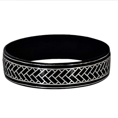 Bidri Silver Inlay Box Pattern Bangle Single | Bidri Work | Bidri Art