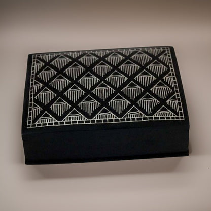 Bidri Silver Inlay Mesh Pattern Art Box (4inch) | Bidri Work | Bidri Art