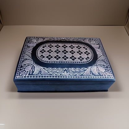 Bidri  Silver Inlay Art Box (6inch) | Bidri Work | Bidri Art
