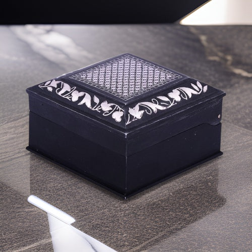 Bidri Silver Inlay Art Box (4inch) | Bidri Work | Bidri Art