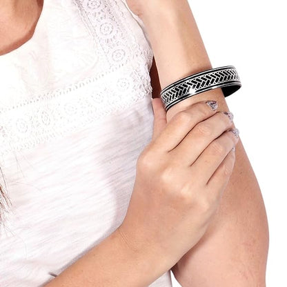 Bidri Silver Inlay Box Pattern Bangle Single | Bidri Work | Bidri Art