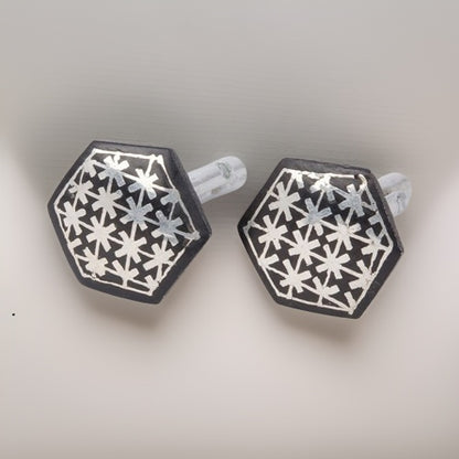Bidri Silver Inlay Men Cufflinks Pair | Bidri Work | Bidri Art