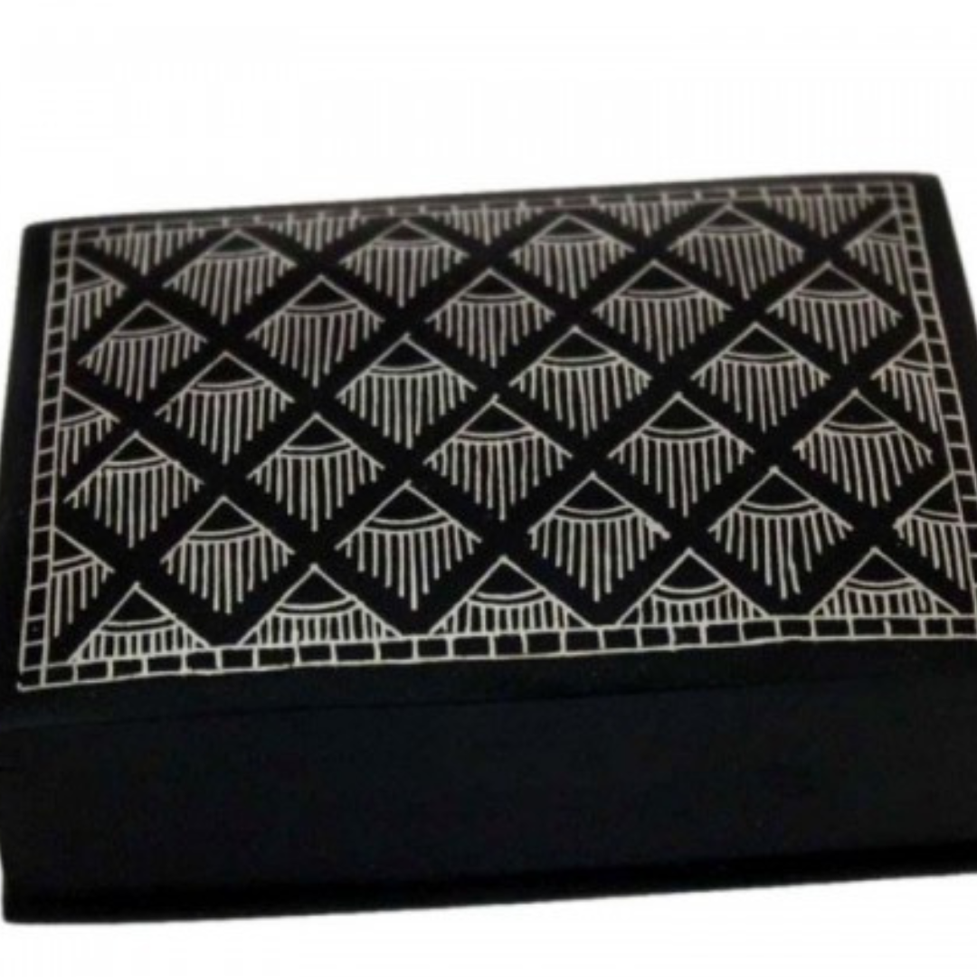 Bidri Silver Inlay Mesh Pattern Art Box (4inch) | Bidri Work | Bidri Art