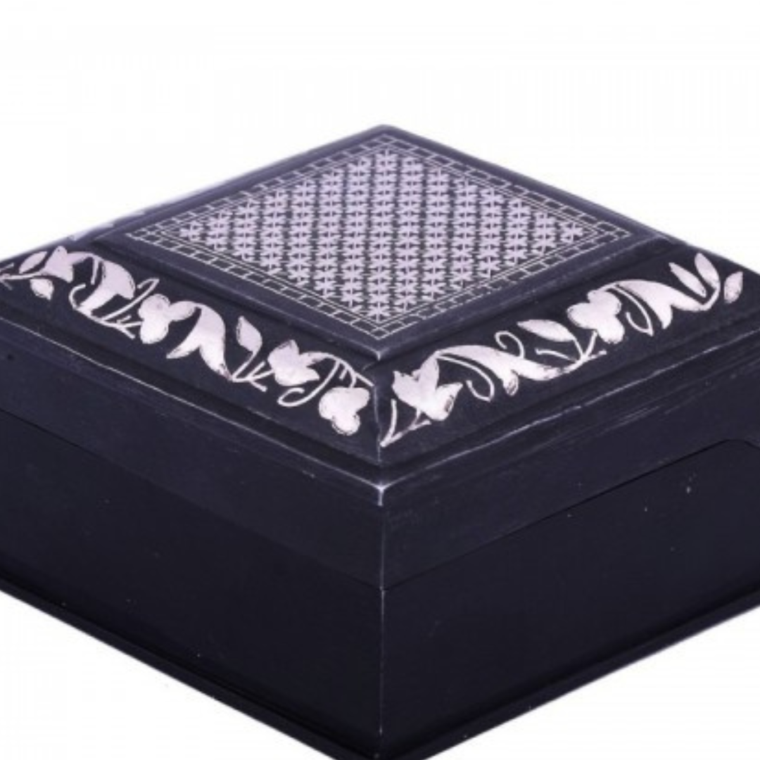 Bidri Silver Inlay Art Box (4inch) | Bidri Work | Bidri Art