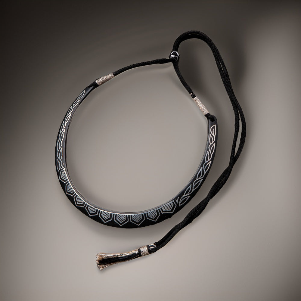Bidri Silver Inlay Royal Pattern Necklace | Bidri Work | Bidri Art