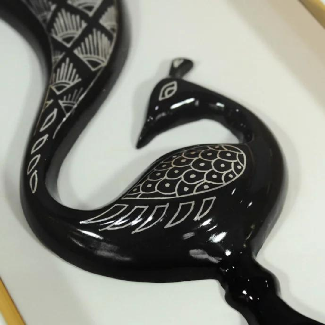 Bidriware Silver Inlay Peacock Frame | Bidri Work | Bidri Art