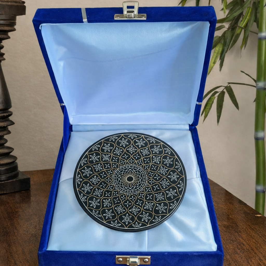 Bidri Silver And Pital Inlay Moghal Art Plate 2 | Bidri Work | Bidri Art