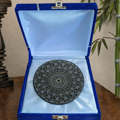 Bidri Silver And Pital Inlay Moghal Art Plate 2 | Bidri Work | Bidri Art