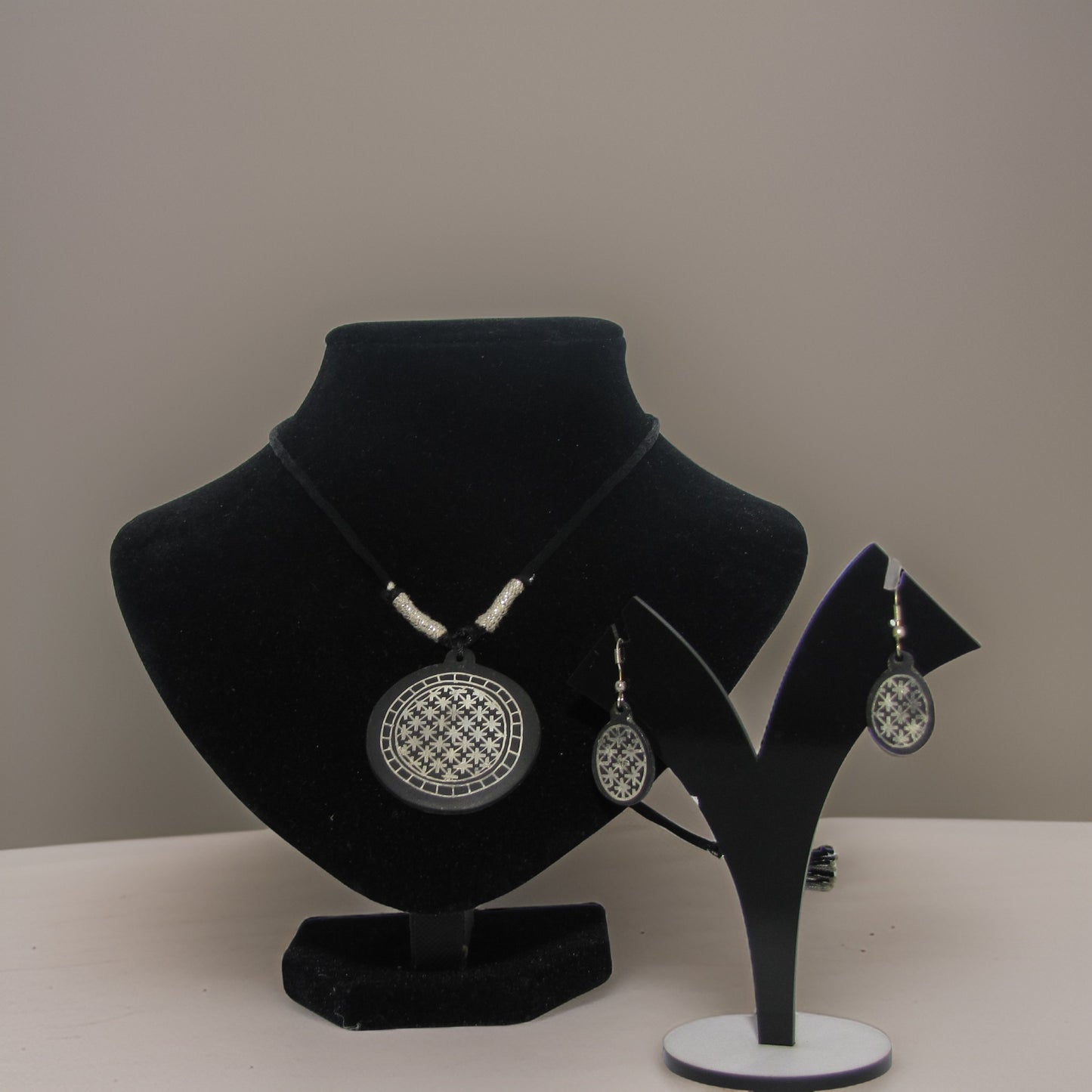 Bidri Silver Inlay  Necklace And Earrings Set | Bidri Work | Bidri Art
