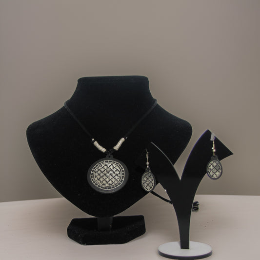 Bidri Silver Inlay  Necklace And Earrings Set | Bidri Work | Bidri Art