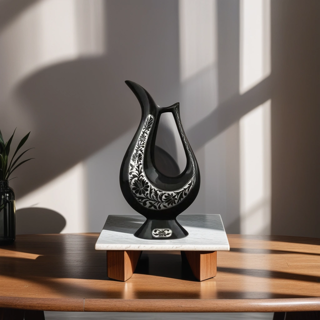 Bidri Silver Inlay Floral Jug | Bidri Work | Bidri Art