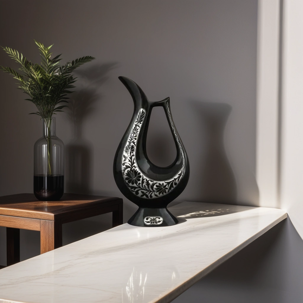 Bidri Silver Inlay Floral Jug | Bidri Work | Bidri Art