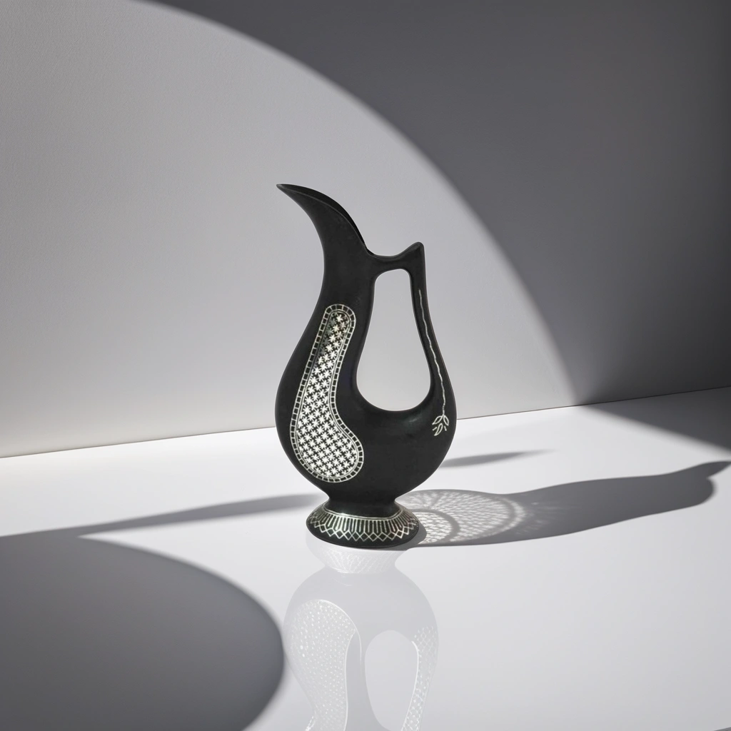 Bidri Silver Inlay Floral Jug 2 | Bidri Work | Bidri Art
