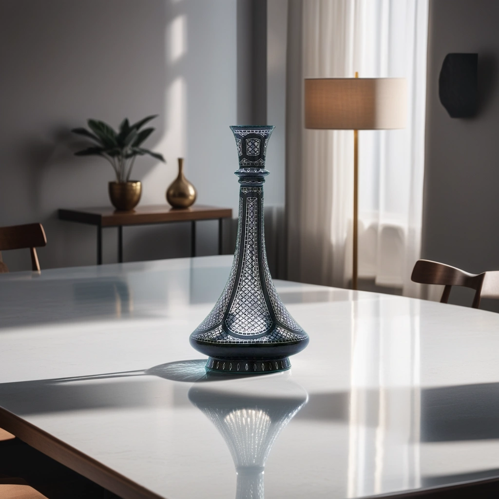 Bidri Silver Inlay Shahnai Vase (9inch) | Bidri Work | Bidri Art