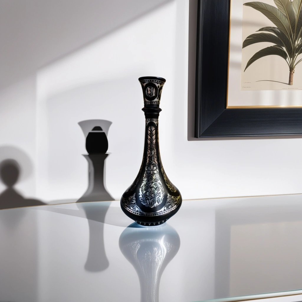 Bidri Silver Inlay Shahnai Flower Vase (6inch) 2 | Bidri Work | Bidri Art
