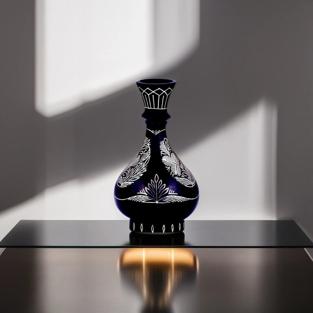 Bidri Silver Inlay Flower Vase (4inch) | Bidri Work | Bidri Art