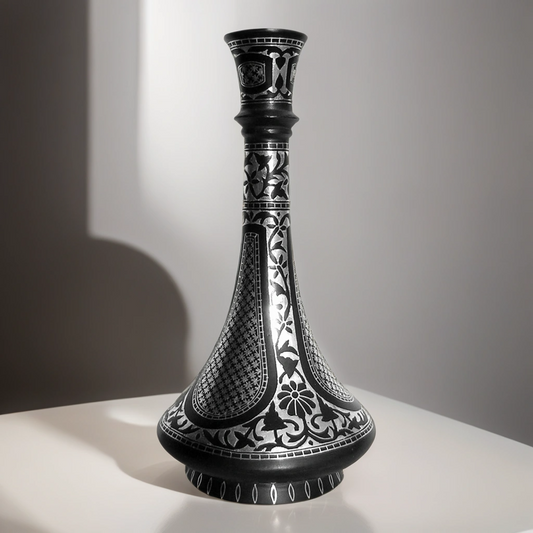 Bidri Silver Inlay Flower Vase Sheet Work Shahnai (9)inch | Bidri Work | Bidri Art