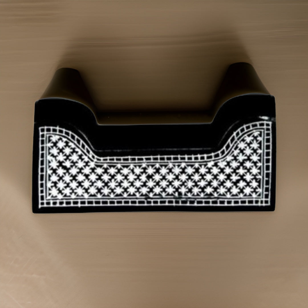 Bidri Silver Inlay visiting Card Holder Star Work (3inch) | Bidri Work | Bidri Art
